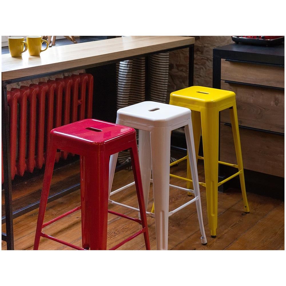 Set Di 2 Sgabelli Da Bar In Metallo Giallo 60 Cm Cabrillo - Foto 2