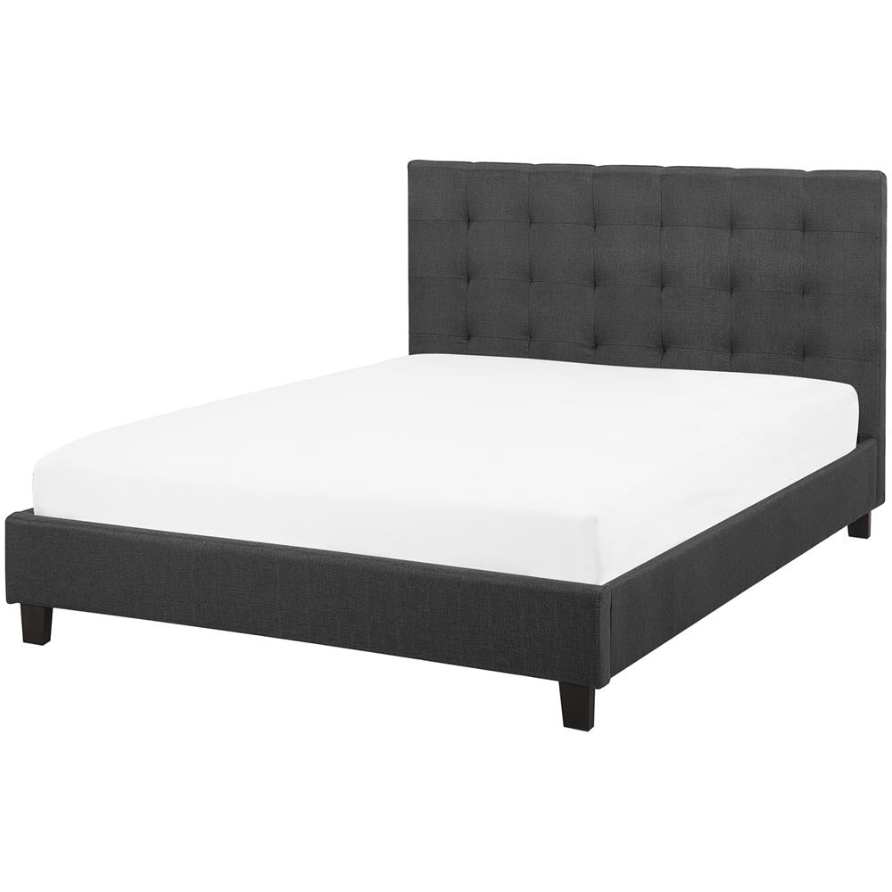 Letto Matrimoniale In Tessuto Grigio Scuro La Rochelle - Foto 1