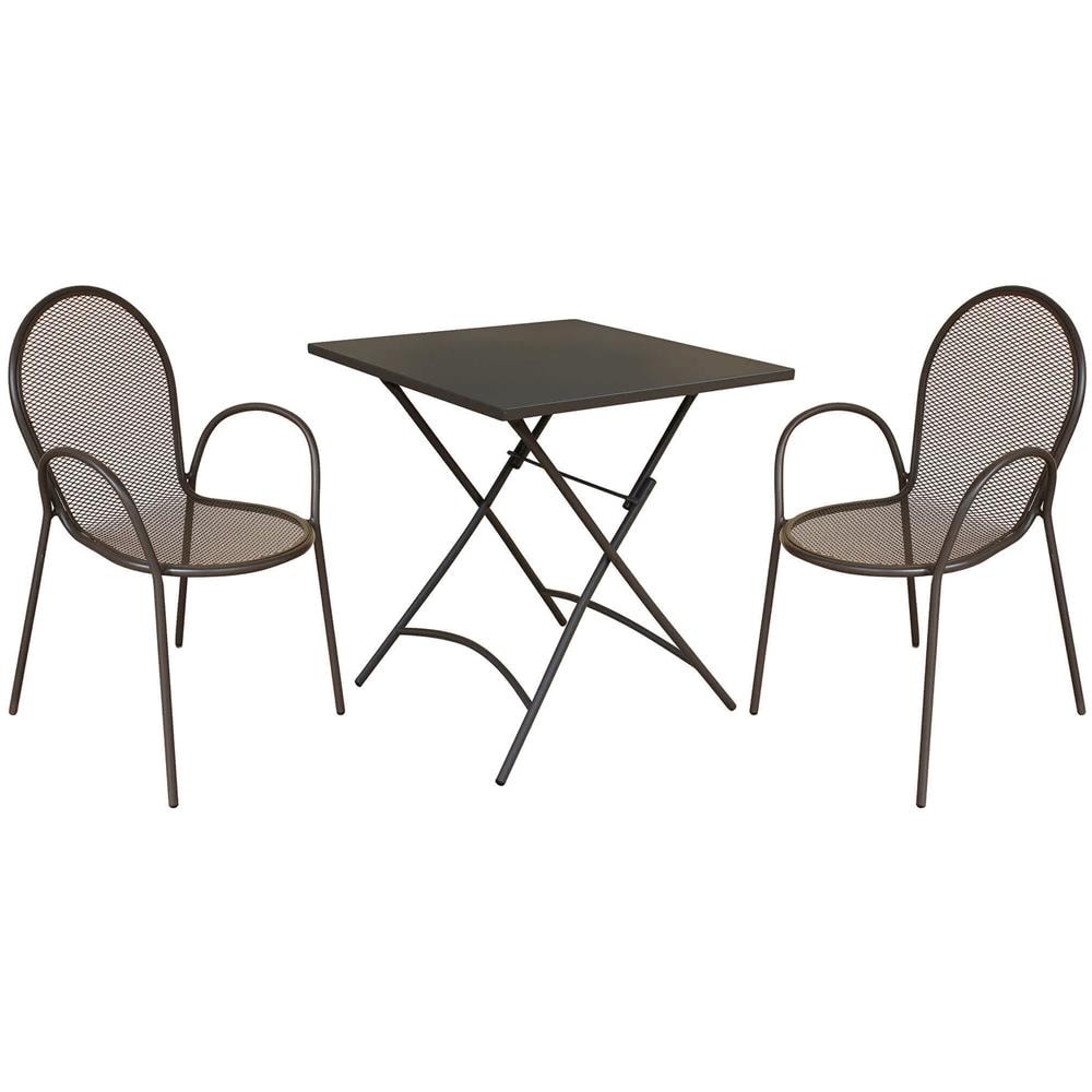 Romanus - Set Tavolo In Metallo Cm 70 X 70 X 72 H Con 2 Poltrone Maris - Foto 1
