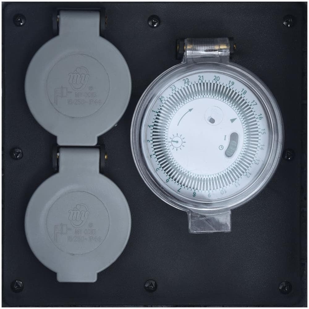 Presa Elettrica Da Giardino 2 Spine Con Timer Poliresina Grigia - Foto 2