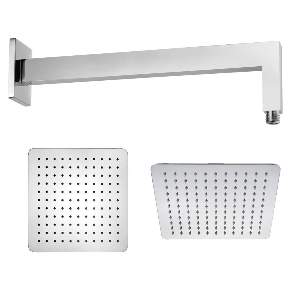 Braccio Doccia Ottone Cromato + Soffione Doccia Quadrato Acciaio Inox 250x250x2 Mm Spessore - Foto 1