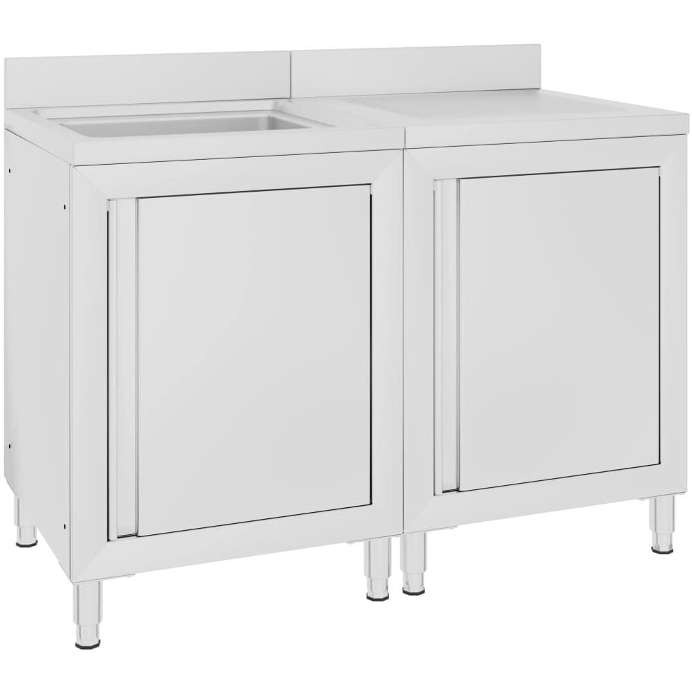 Mobiletto da Cucina con Lavandino in Acciaio Inox 120x60x96 cm - Foto 1