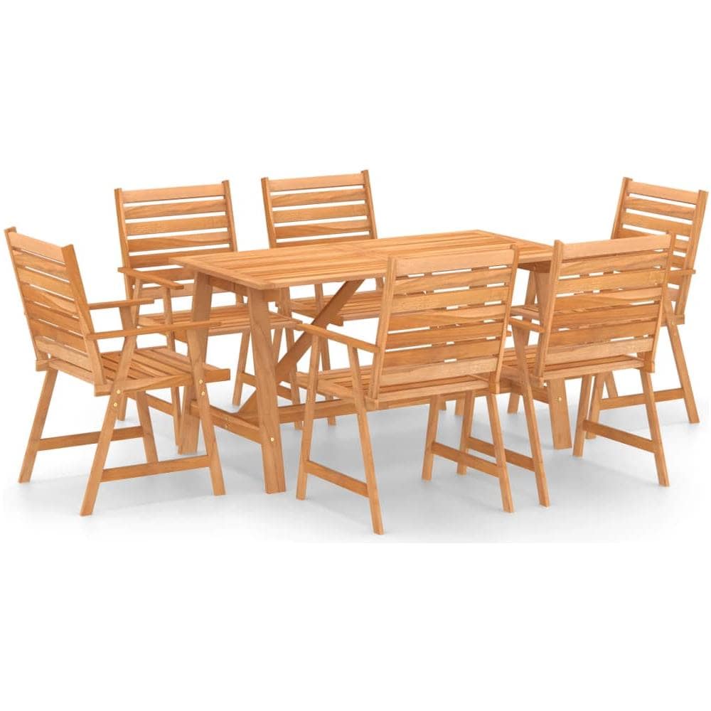 Set da Pranzo da Giardino 7 pz in Legno Massello di Acacia - Foto 1