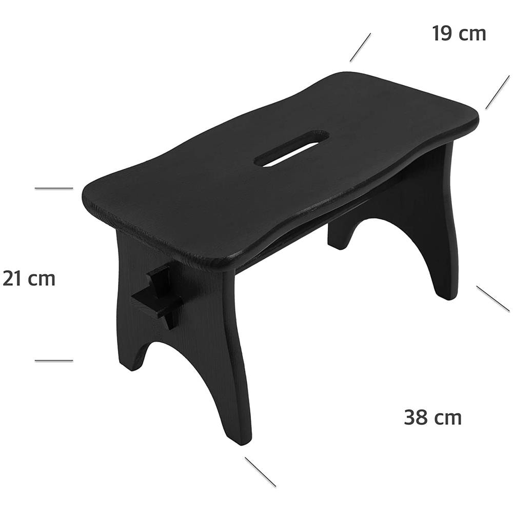 Piccolo Sgabello Nero Cucina Bambini In Legno | 38 X 19 X 21 Cm | Poggiapiedi Grezzo Multifunzionale | Perfetto Per Tutte Le Nostre Scatole O Come Espositore Supporto Piante - Foto 2