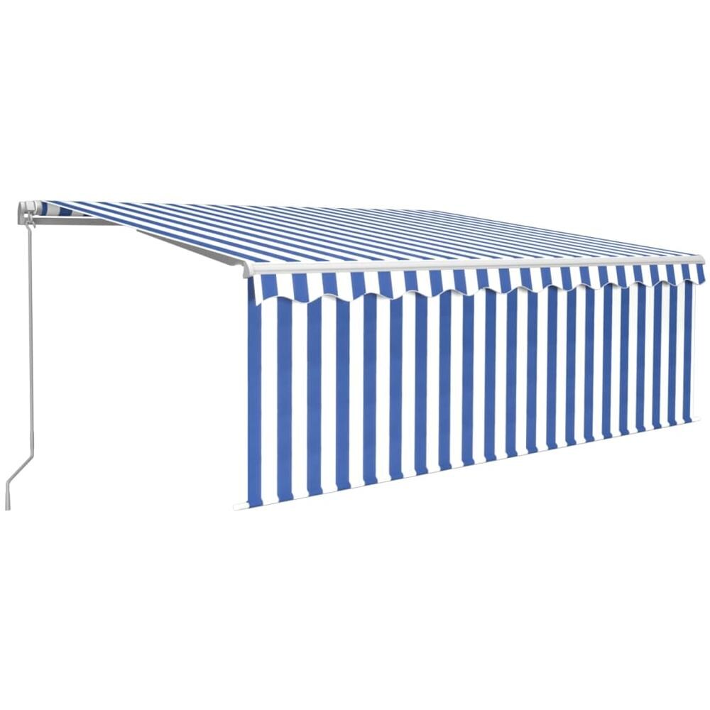 Tenda da Sole Retrattile Manuale e Parasole 4,5x3m Blu e Bianca - Foto 1