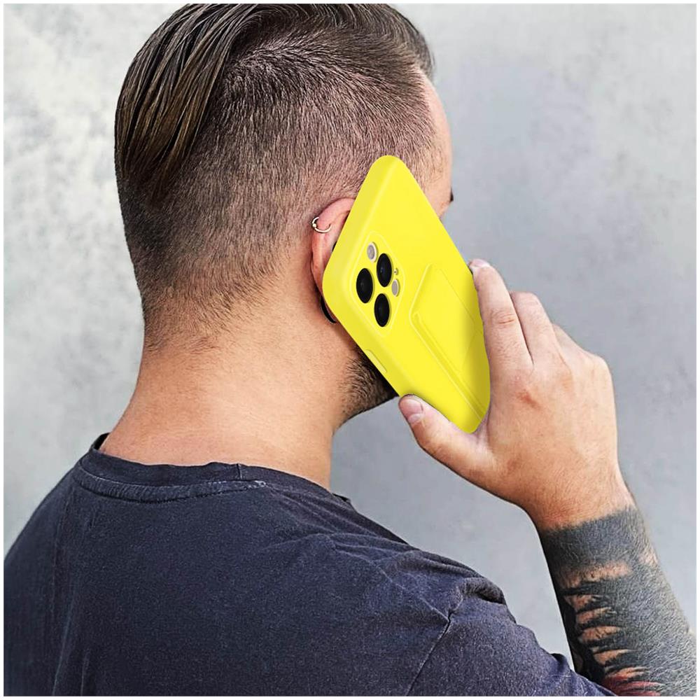 Cover Per Iphone 12 Pro Max Cavalletto Pieghevole Magnetico Gialla - Foto 2