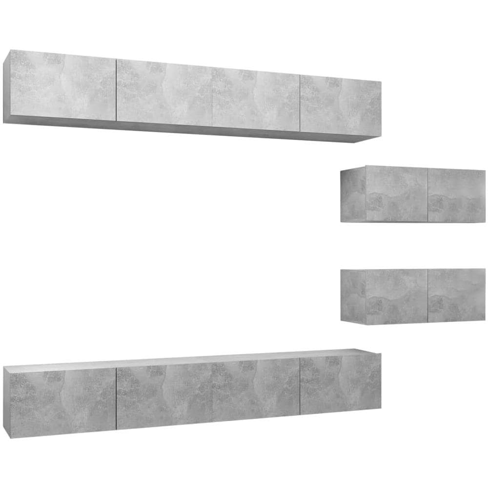 Set Porta Tv 6 Pz Grigio Cemento In Truciolato - Foto 2