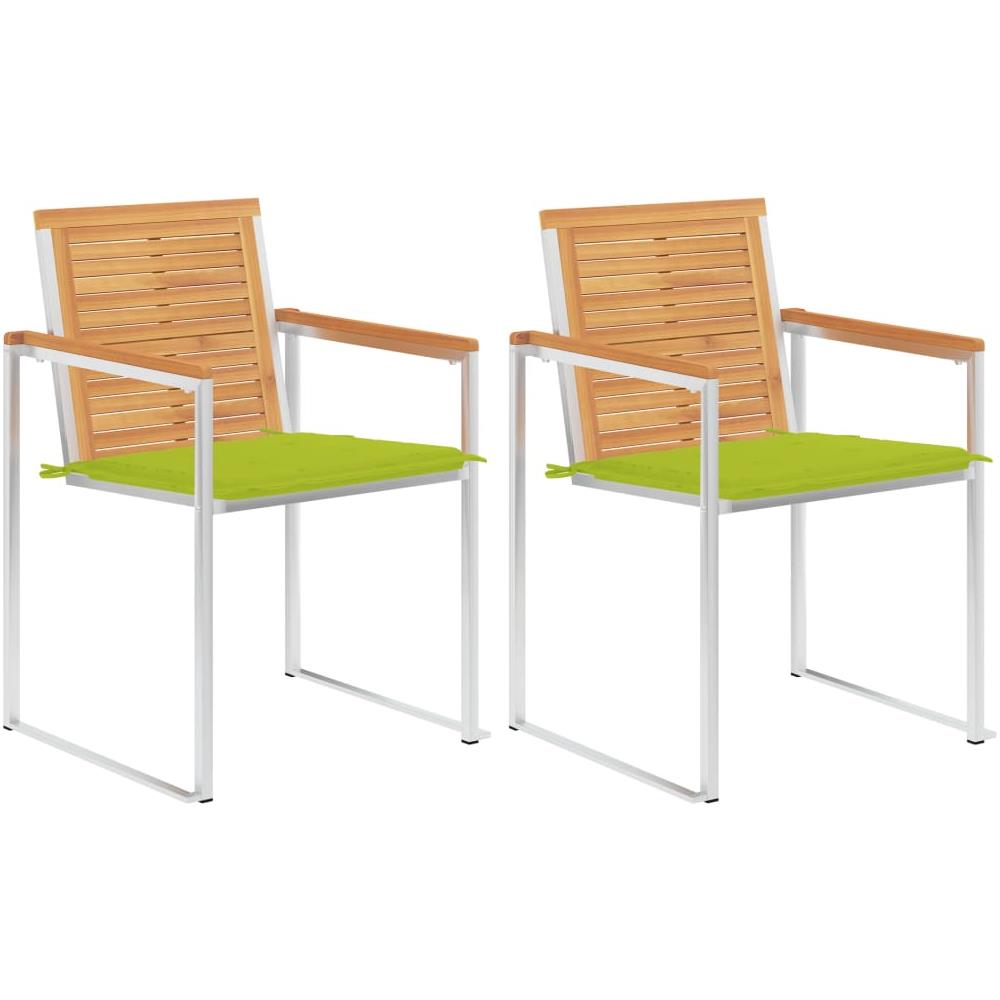 Sedie Da Giardino 2 Pz Con Cuscini In Legno Di Teak E Acciaio - Foto 1