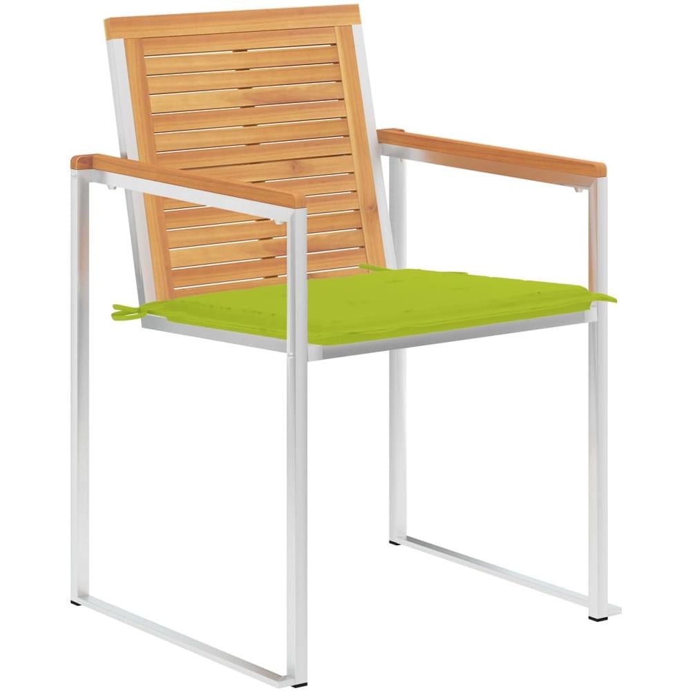 Sedie Da Giardino 2 Pz Con Cuscini In Legno Di Teak E Acciaio - Foto 3