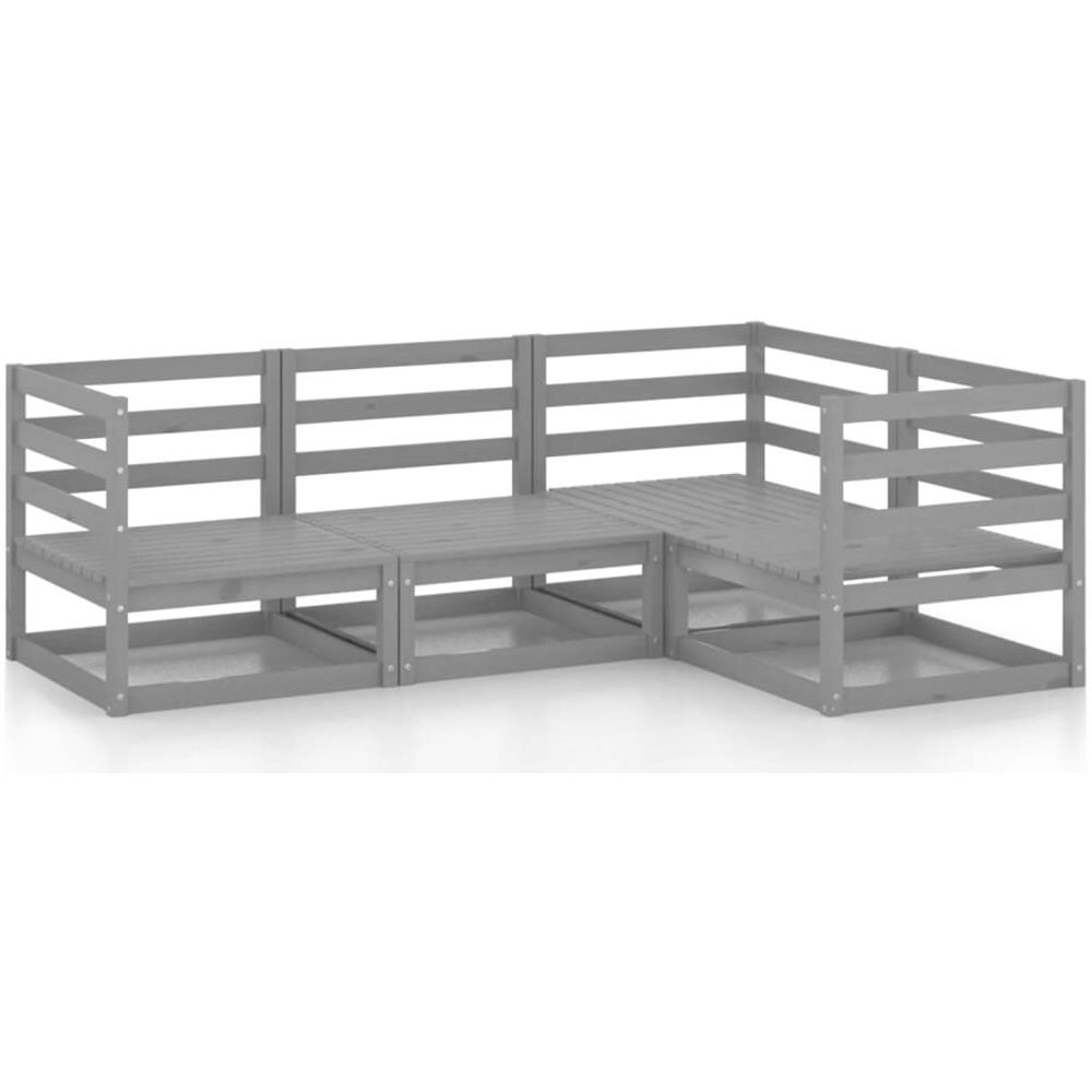 Set Divani Da Giardino 4 Pz Grigio In Legno Massello Di Pino - Foto 2