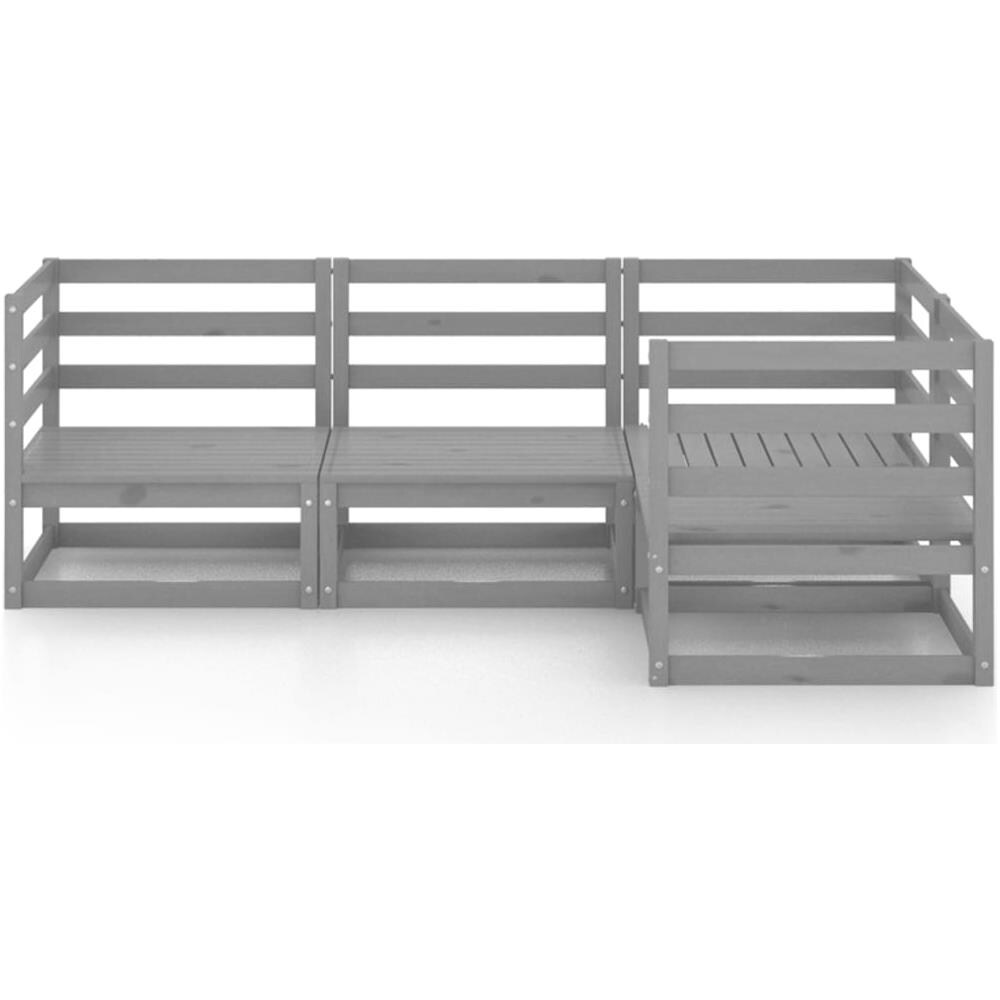 Set Divani Da Giardino 4 Pz Grigio In Legno Massello Di Pino - Foto 3