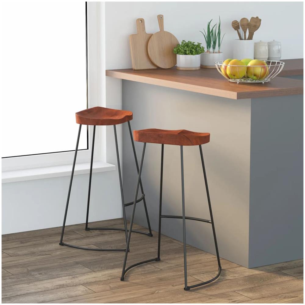 Sgabelli Da Bar Gavin 2 Pz 50x40x78 Cm Legno Massello Di Mango - Foto 13
