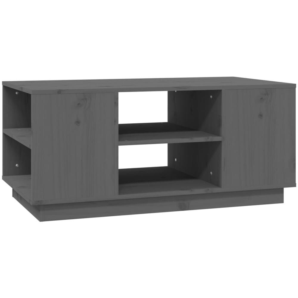 Tavolino Da Salotto Grigio 90x49x40,5 Cm Legno Massello Di Pino - Foto 1