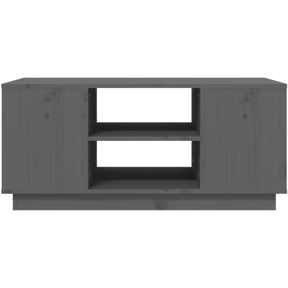 Tavolino Da Salotto Grigio 90x49x40,5 Cm Legno Massello Di Pino - Foto 3