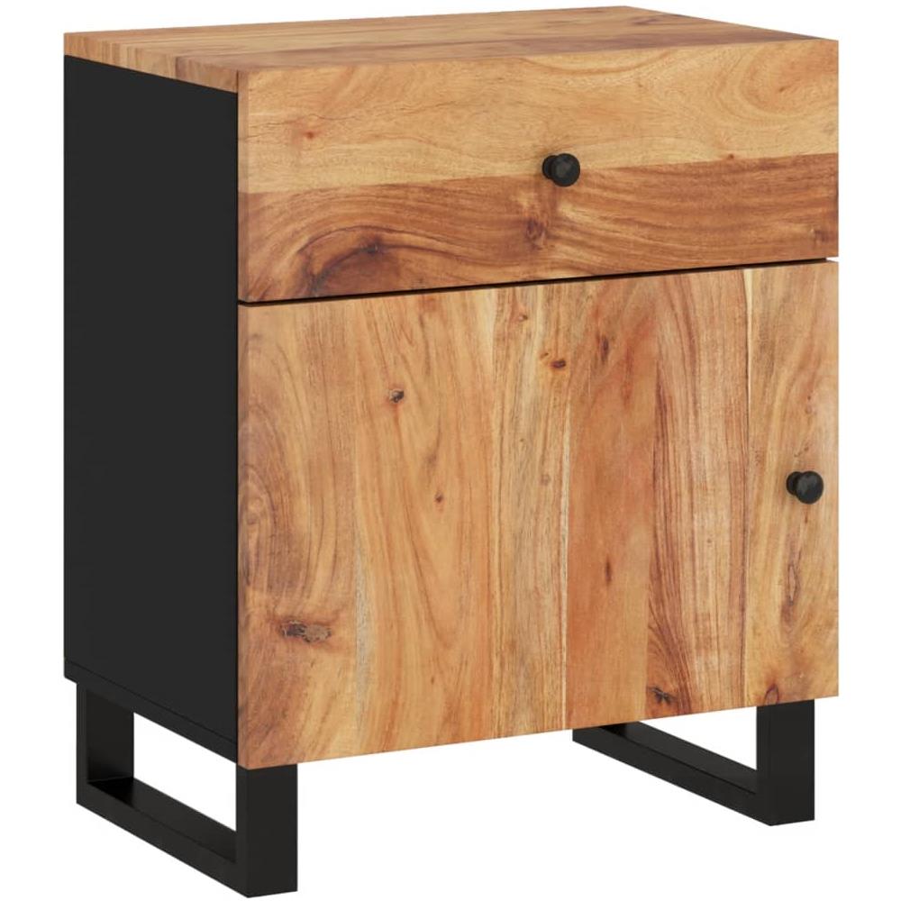 Comodino 50x33x60 Cm Legno Massello Acacia E Legno Multistrato - Foto 2
