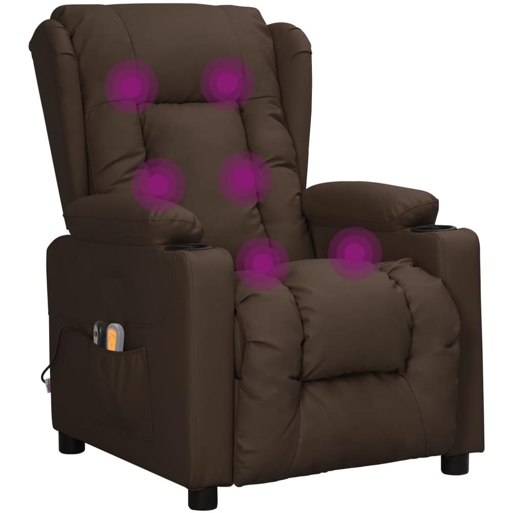 Poltrona Elettrica Reclinabile Massaggiante Marrone Similpelle - Foto 8