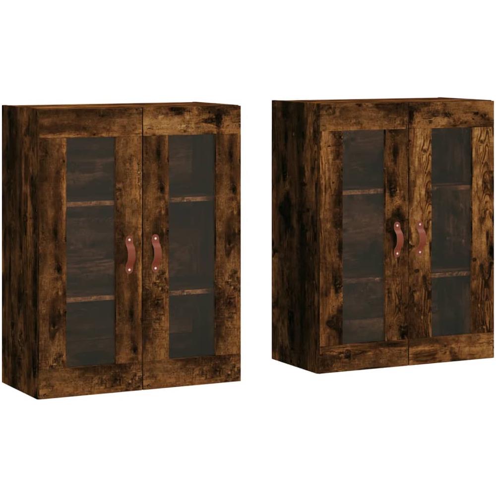 Armadietti A Parete 2 Pz Rovere Fumo In Legno Multistrato - Foto 2