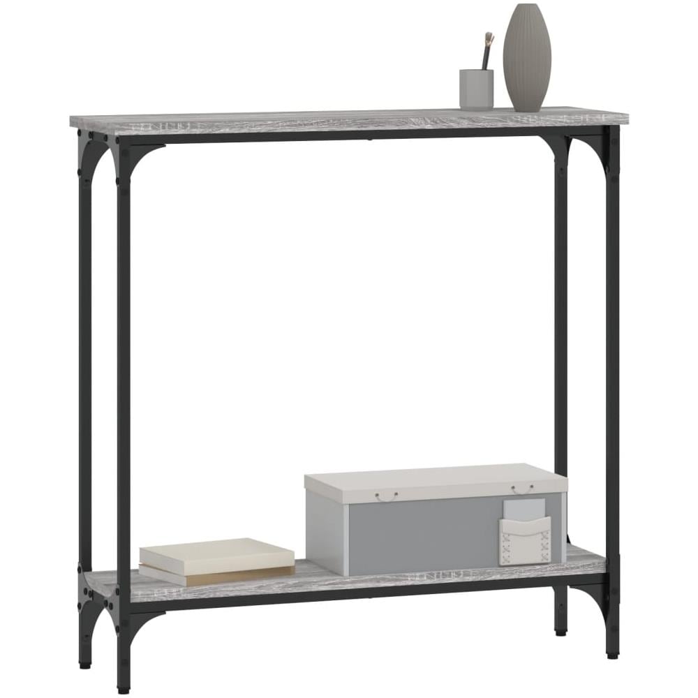 Tavolino Consolle Grigio Sonoma 75x22,5x75 Cm Legno Multistrato - Foto 3