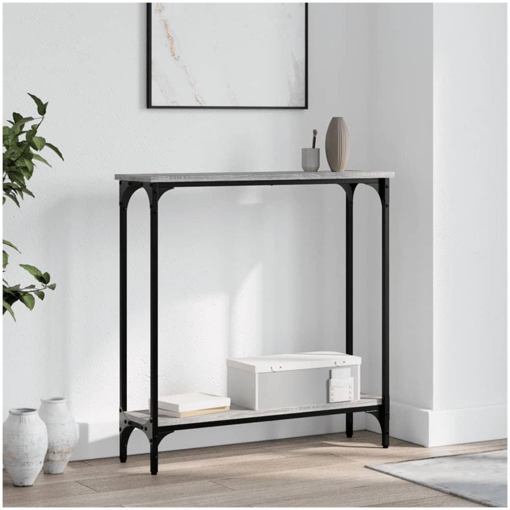 Tavolino Consolle Grigio Sonoma 75x22,5x75 Cm Legno Multistrato - Foto 1