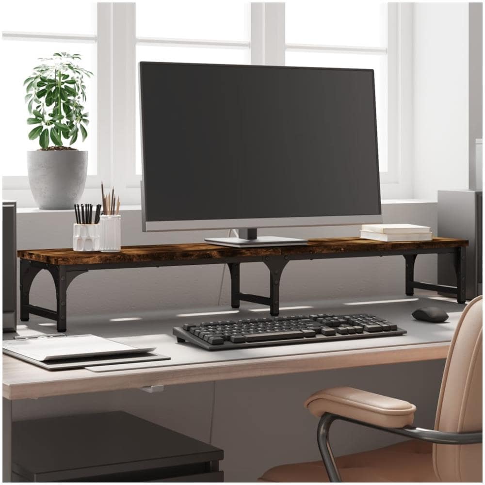 Supporto Monitor Rovere Fumo 105x23x15,5 Cm Legno Multistrato - Foto 1