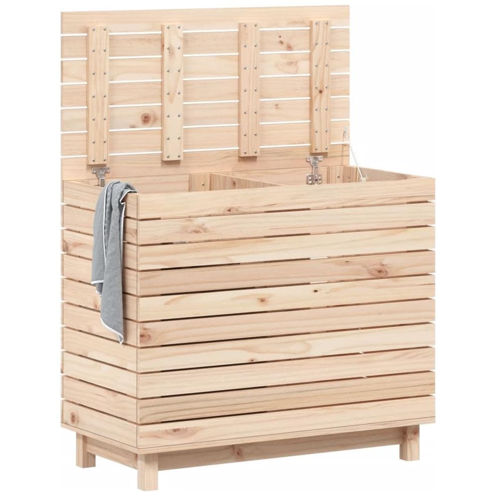Cesto Per Bucato 88,5x44x76 Cm Legno Massello Pino - Foto 3