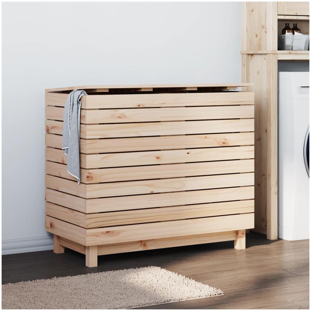 Cesto Per Bucato 88,5x44x76 Cm Legno Massello Pino - Foto 1