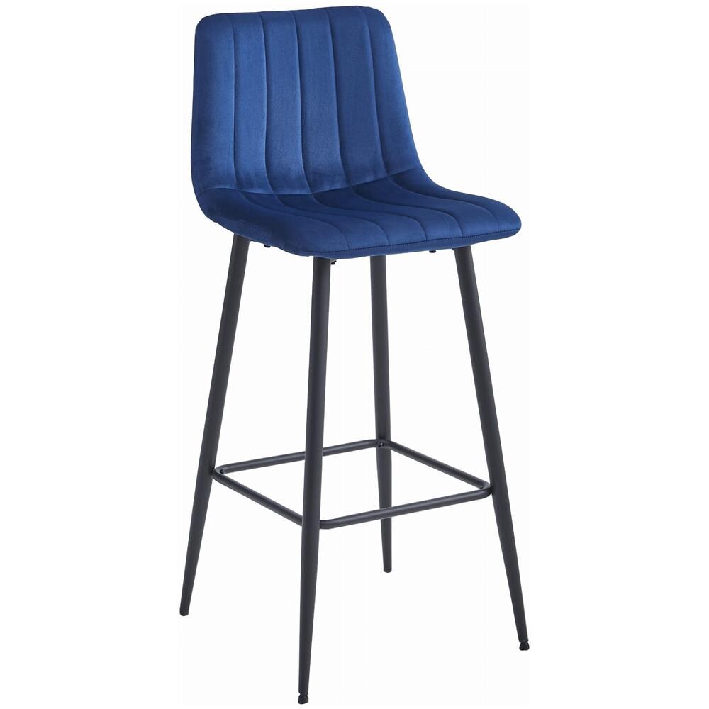 Sgabello POZZA in velluto blu navy con gambe nere x2 - Foto 2