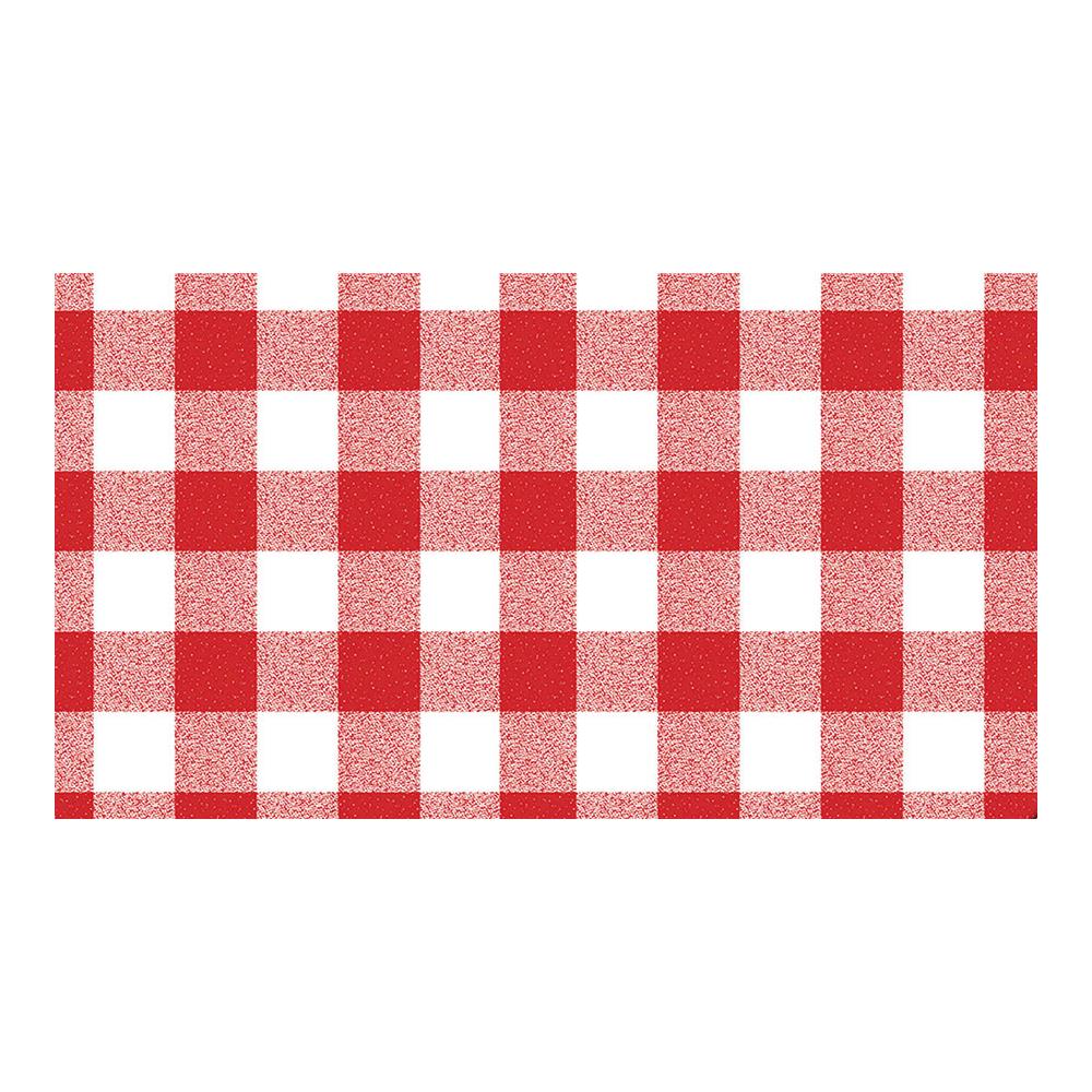 Tovaglia Cerata In Vinile Antimacchia Rossa A Quadri H140 Per Casa, Trattorie - Foto 1