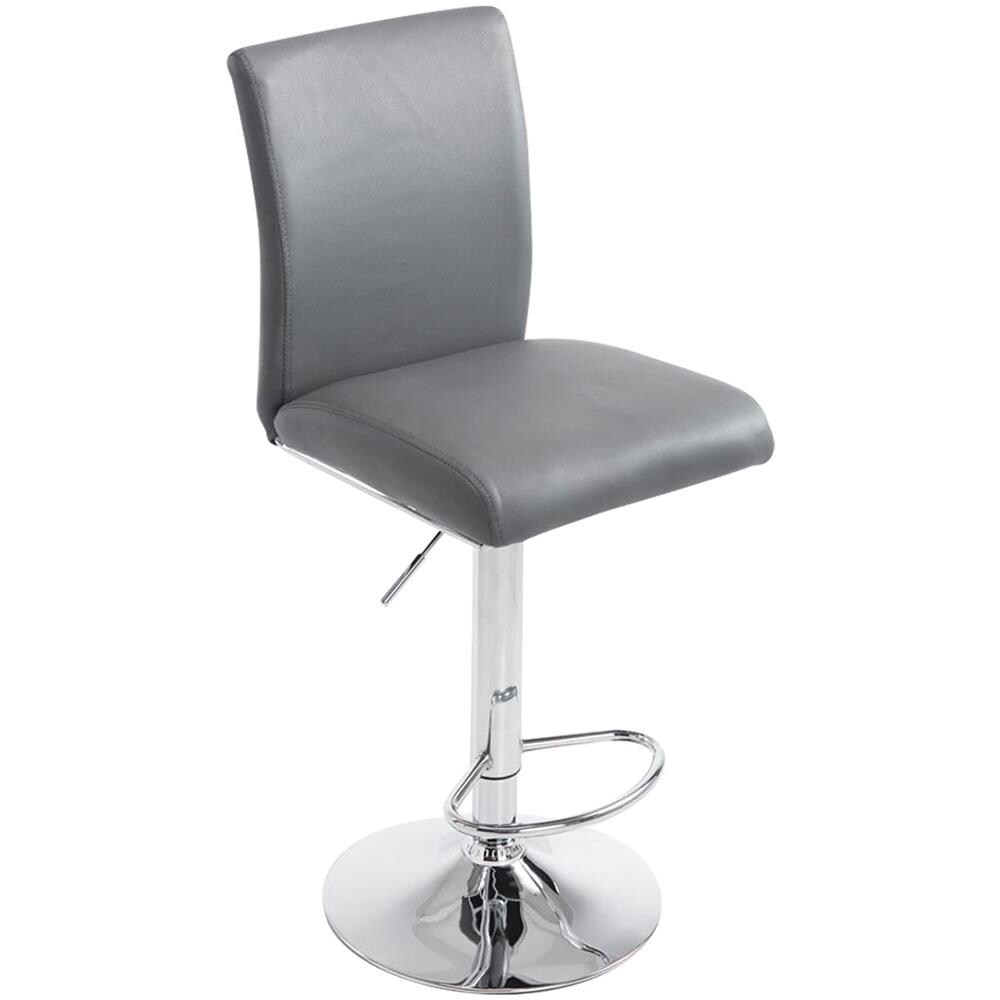 Sgabello Design Köln Con Schienale E Poggiapiedi I Sgabello Alto Imbottito In Similpelle Girevole E Regolabile 60-80,5 CM Grigio - Foto 1