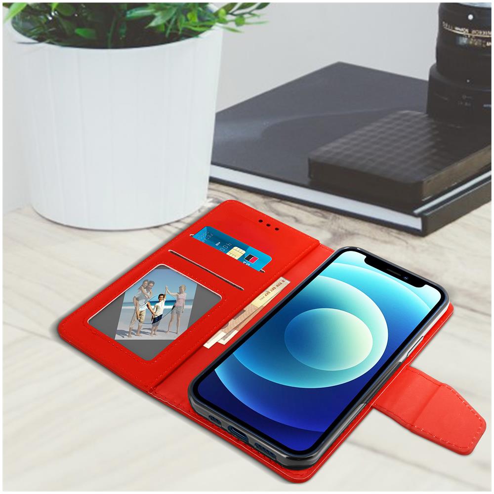 Custodia Iphone 12 Mini A Portafoglio Funzione Supporto - Rosso - Foto 6