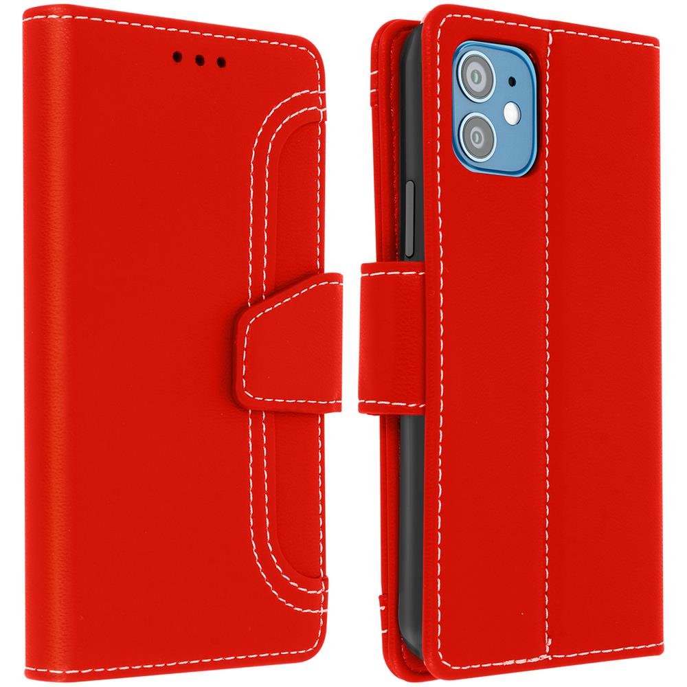 Custodia Iphone 12 Mini A Portafoglio Funzione Supporto - Rosso - Foto 1