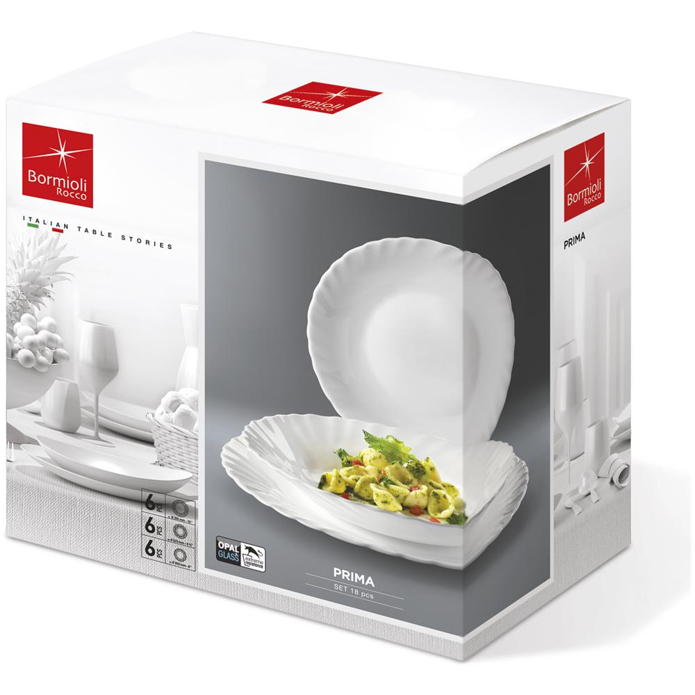 Set Piatti Prima In Vetro Opale, 18 Pezzi Bianco - Foto 2