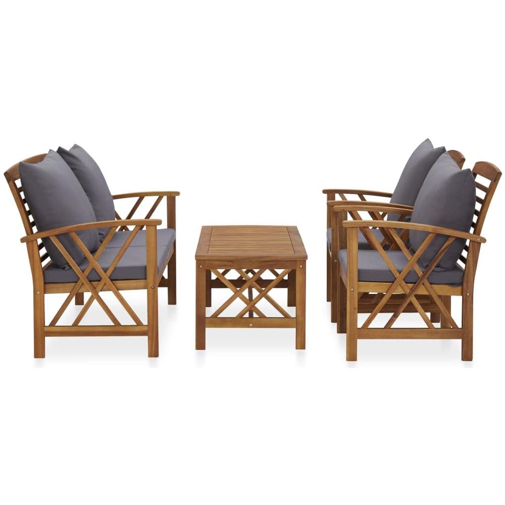 Set Divani da Giardino 4 pz con Cuscini in Massello di Acacia - Foto 3