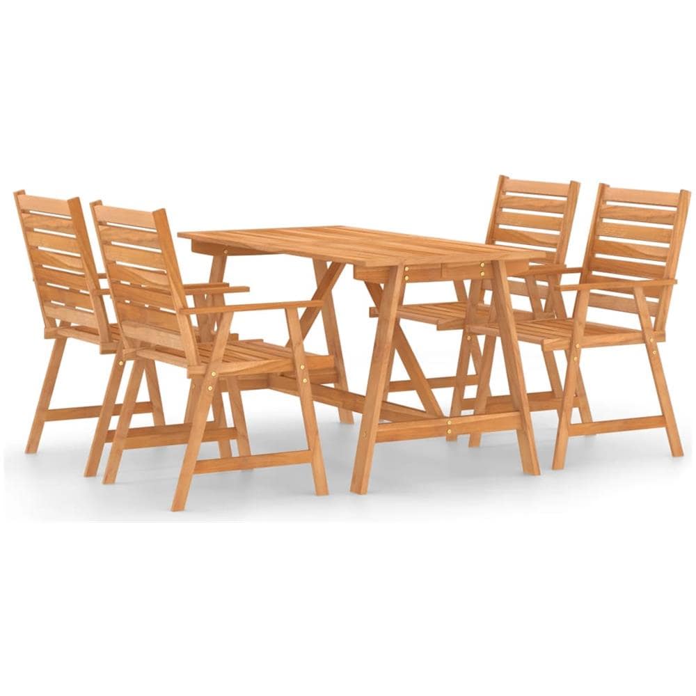 Set da Pranzo da Giardino 5 pz in Legno Massello di Acacia - Foto 1