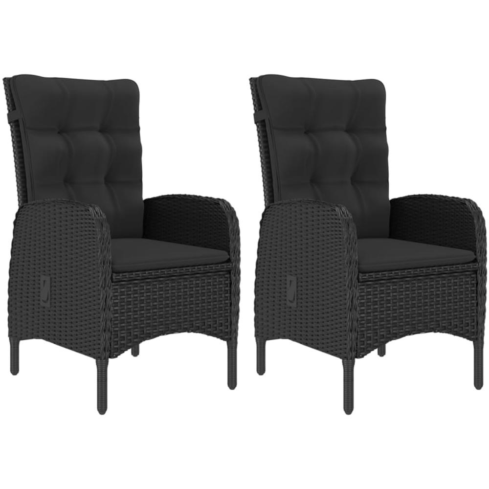 Set Mobili Da Pranzo Per Giardino 3 Pz Polyrattan E Acacia Nero - Foto 2