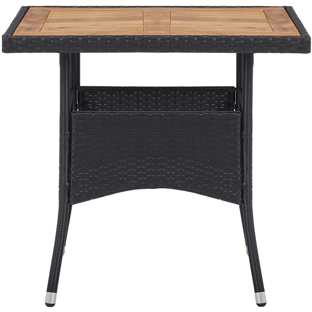 Set Mobili Da Pranzo Per Giardino 3 Pz Polyrattan E Acacia Nero - Foto 8