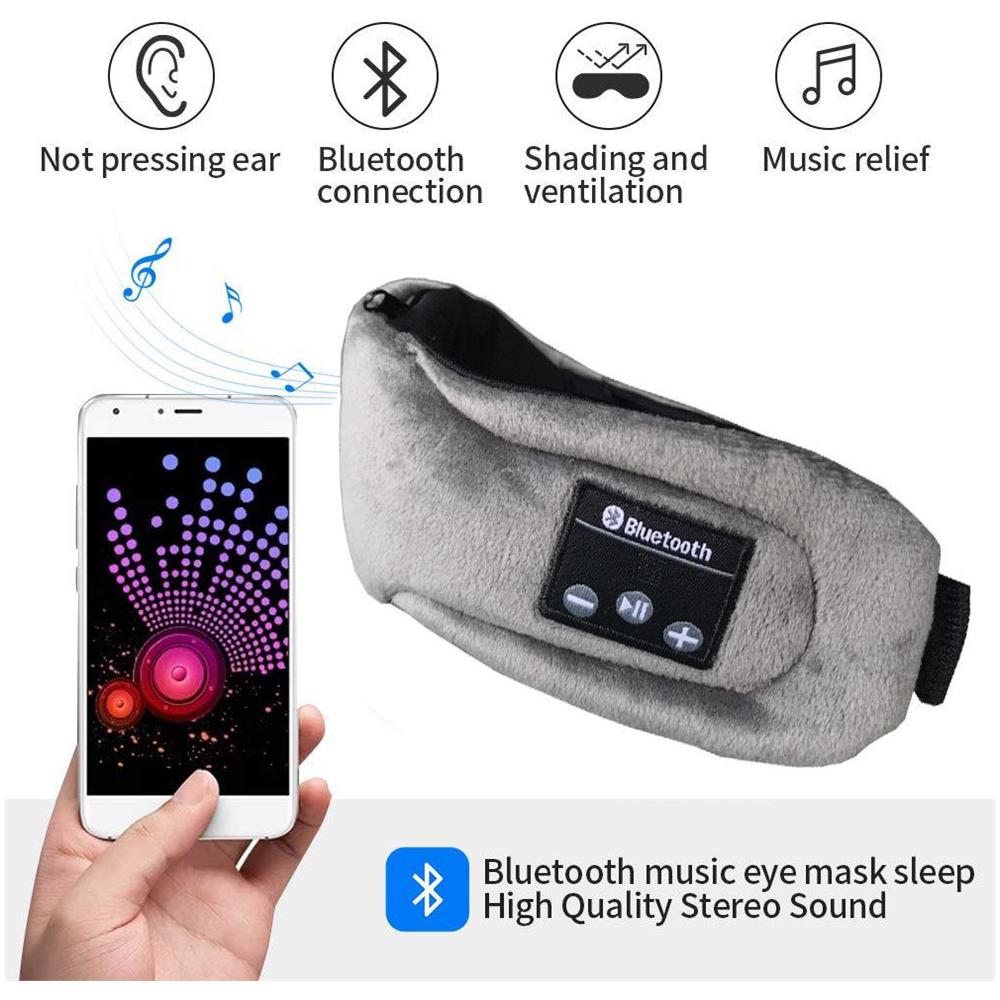 Mascherina Per Dormire Con Cuffie Bluetooth 5.0 Nera Grey - Foto 2