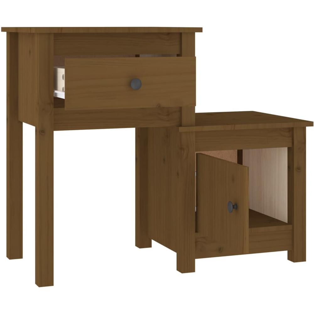 Comodino Miele 79,5x38x65,5 Cm In Legno Massello Di Pino - Foto 3