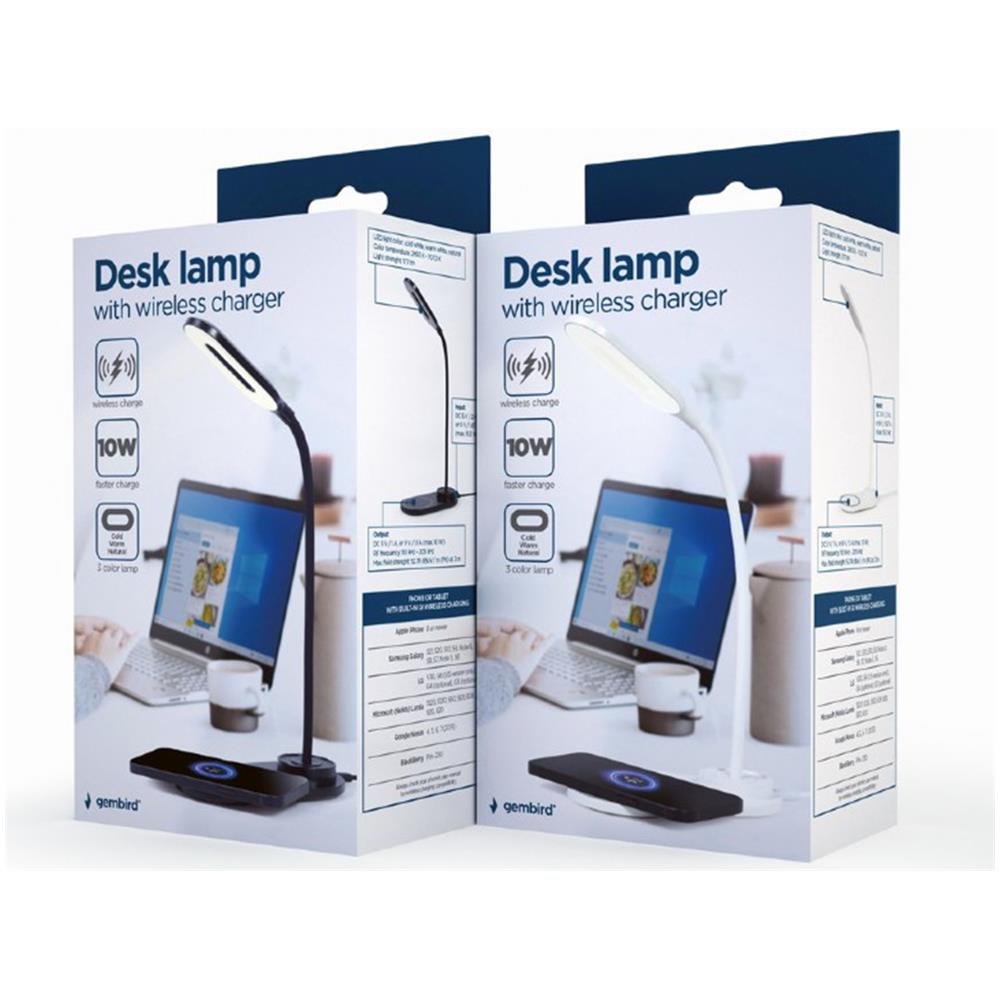 Lampada Da Tavolo Con Caricatore Wireless Nero Gembird - Foto 6