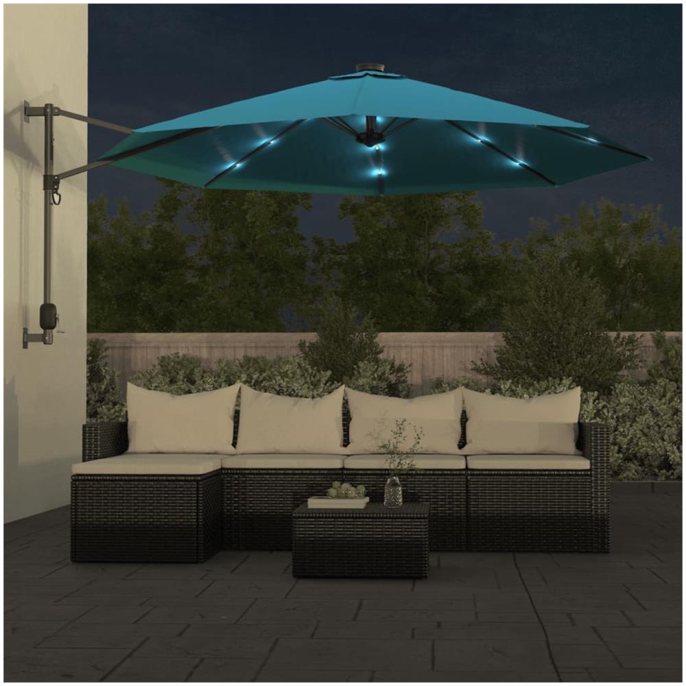 Ombrellone A Parete Con Led Blu Mare 290 Cm - Foto 3