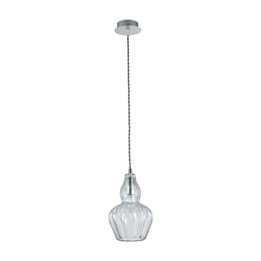 Sospensione Contemporanea Eustoma Metallo Nichel 1 Luce Diffusore Vetro Trasp. - Foto 1