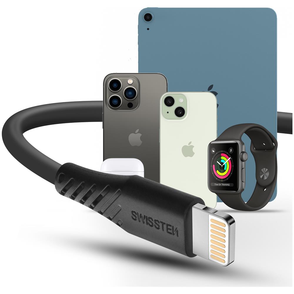 Cavo Lightning Silicone 1 Metro E 50 Carica Rapida 60w Spina Usb Nero - Foto 5