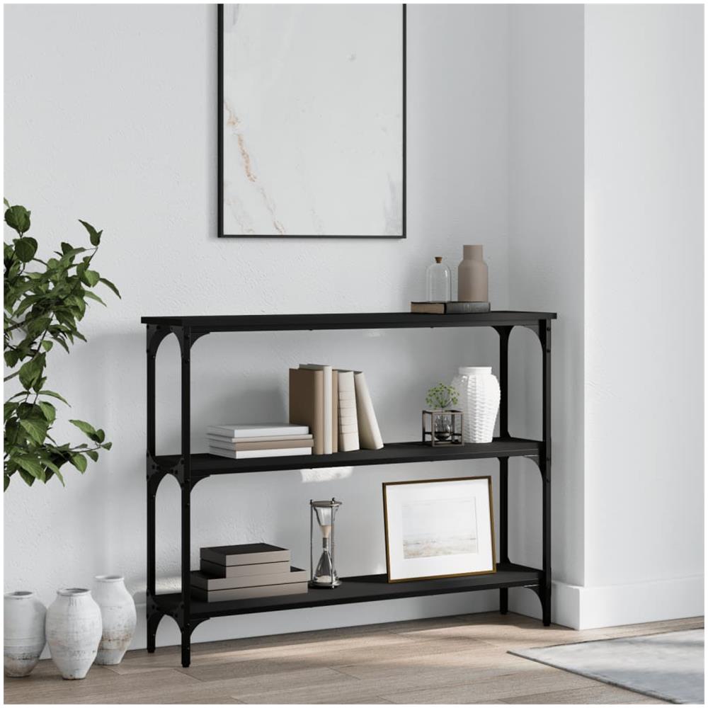Tavolino Consolle Nero 100x22,5x75 Cm In Legno Multistrato - Foto 1