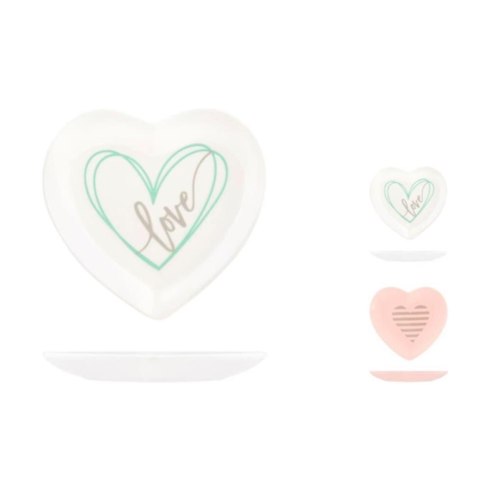 Set 6 piattini cuore You&Me in new bone china assortiti 12,5 cm - Foto 1