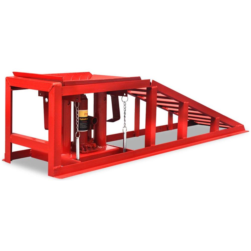 Rampe di Sollevamento Riparazione Auto 2 pz Acciaio Rosso - Foto 2