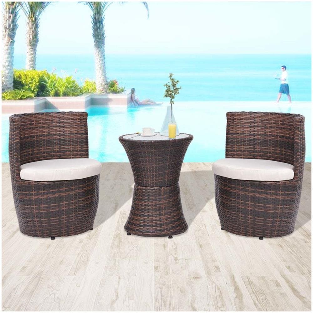 5 Pz Set Mobili Da Esterno In Polyrattan Marrone - Foto 1