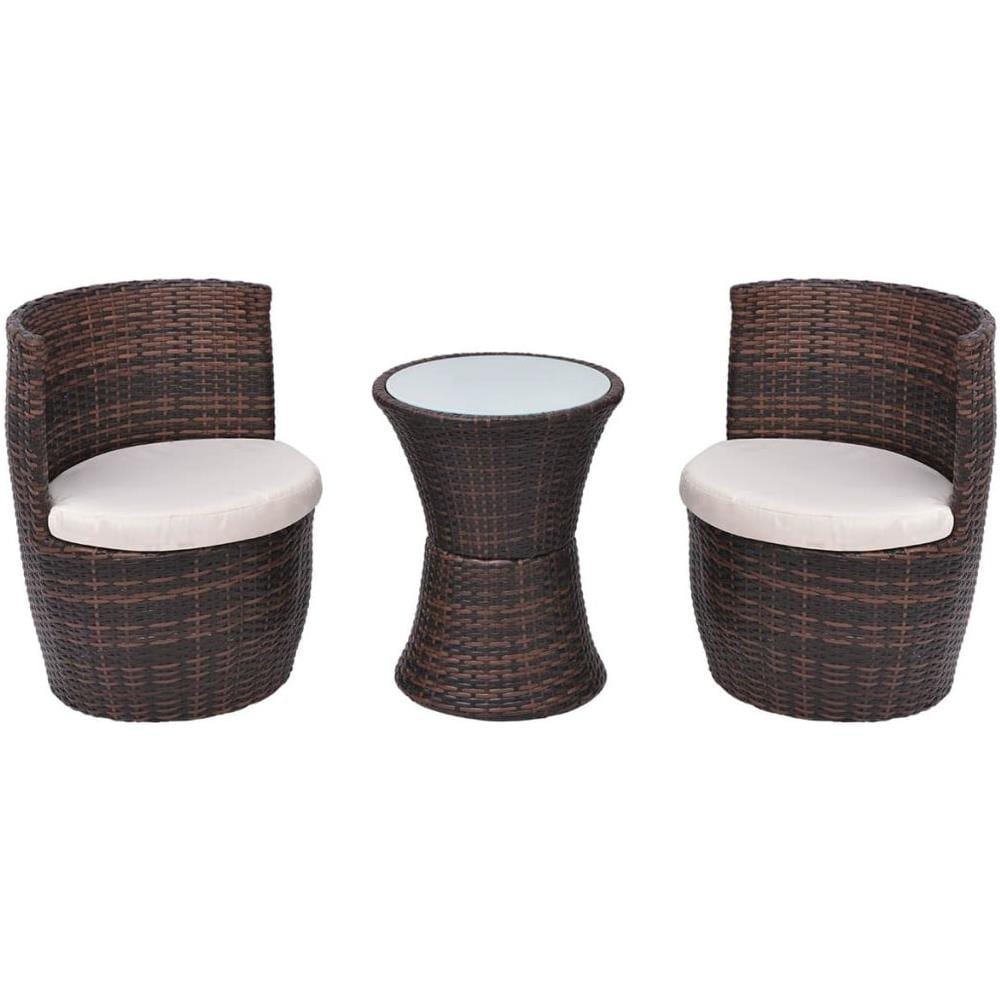 5 Pz Set Mobili Da Esterno In Polyrattan Marrone - Foto 2