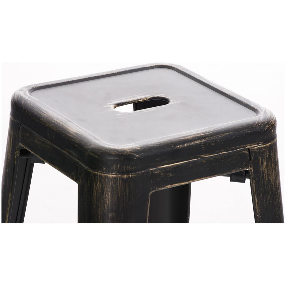 Set 2 Sgabelli Bar Joshua in Metallo I Coppia Sgabelli Industriali Scandinavian Senza Schienale Impilabili I 2 Sgabelli da Bancone H 77 cm Nero-Oro - Foto 2