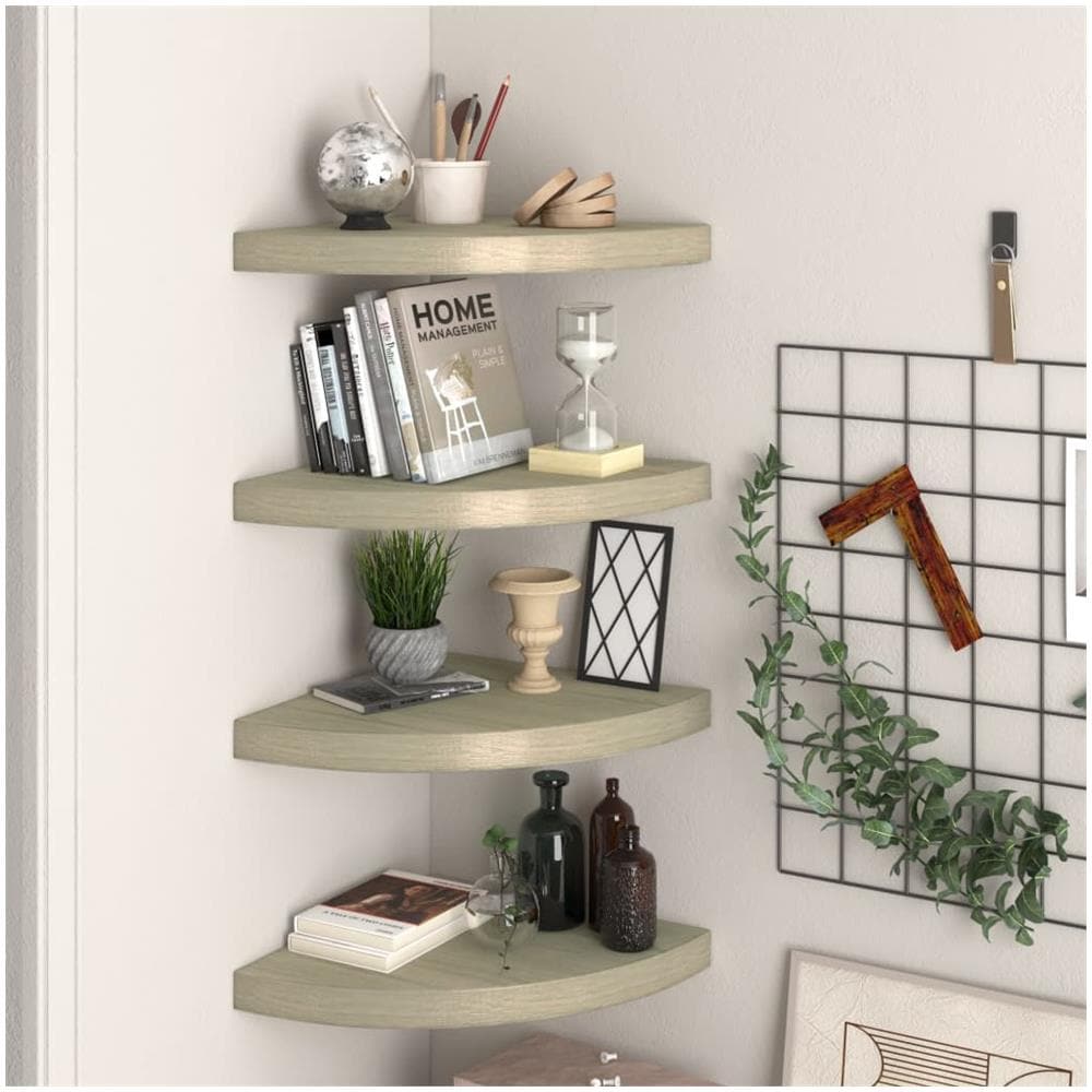 Scaffali Angolari A Parete 4 Pz Rovere 35x35x3,8 Cm Mdf - Foto 1