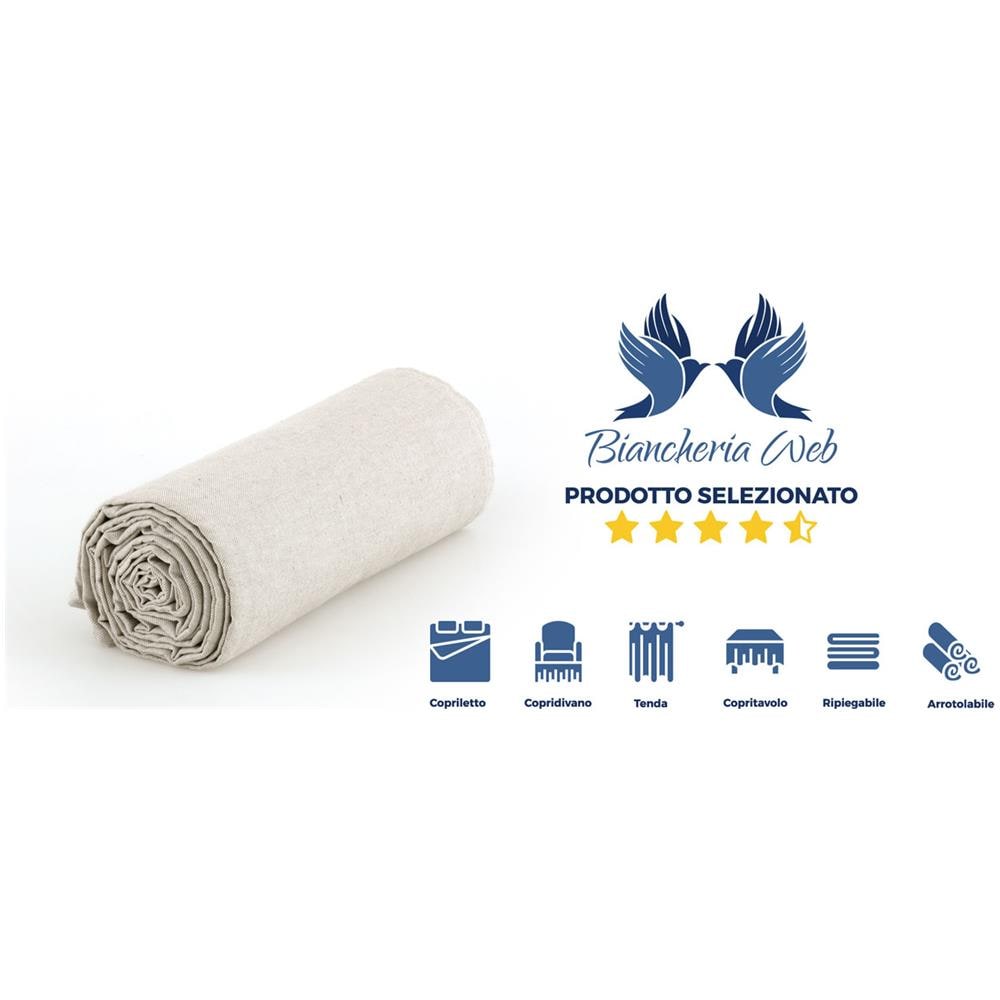 Telo Arredo Granfoulard Copritutto Cotone Made Italy Vari Disegni Arredatutto Copriletto Multiuso 1 Piazza Prezioso Beige - Foto 2